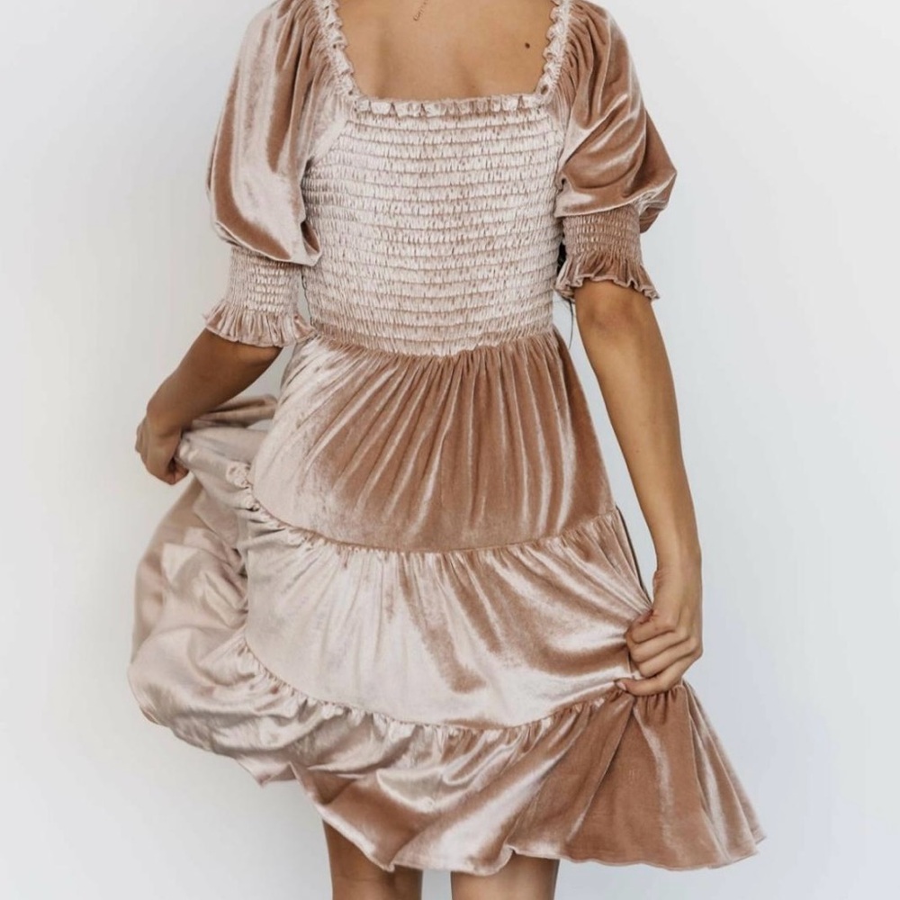 Smocked velvet dress - Picture 3 of 4